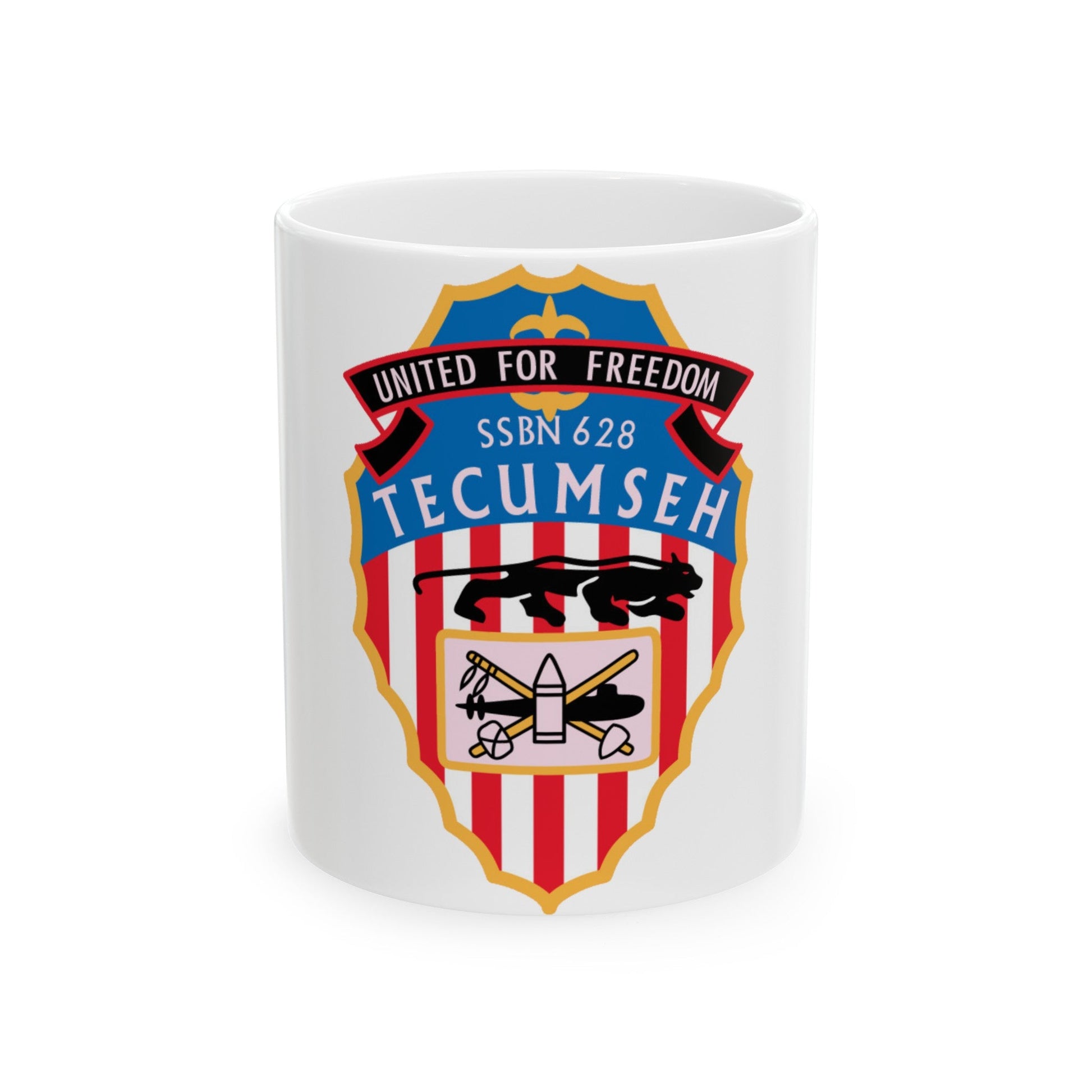 United For Freedom SSBN 262 Tecumseh (U.S. Navy) White Coffee Mug-11oz-The Sticker Space
