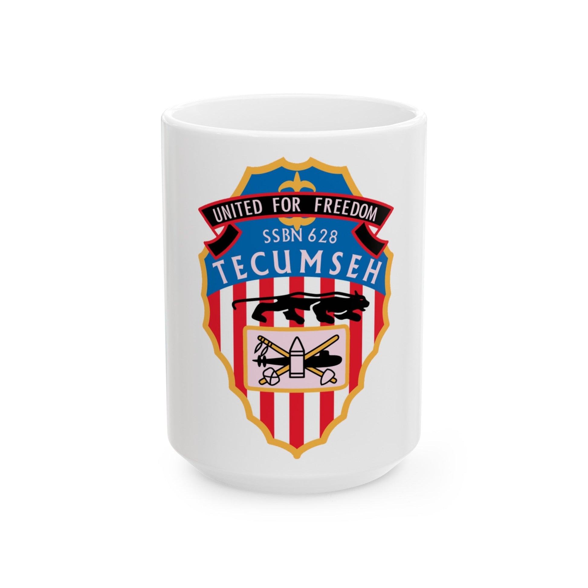 United For Freedom SSBN 262 Tecumseh (U.S. Navy) White Coffee Mug-15oz-The Sticker Space