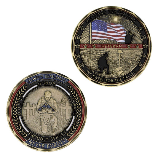United States Veteran Flag "Always Remember" - Bronze Plated Challenge Coin-The Sticker Space