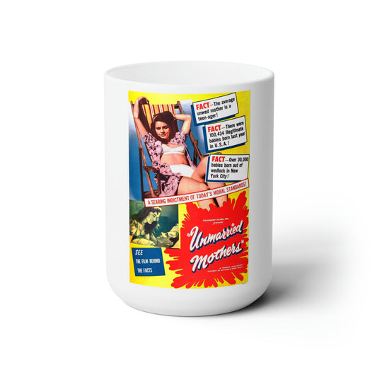 UNMARRIED MOTHERS 1953 Movie Poster - White Coffee Cup 15oz-15oz-The Sticker Space