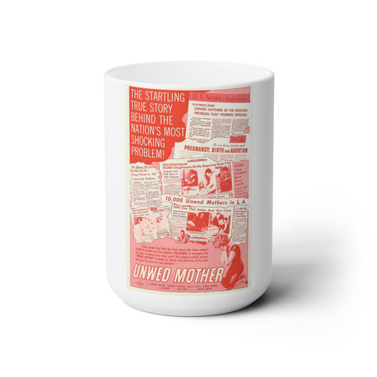 UNWED MOTHER 1958 Movie Poster - White Coffee Cup 15oz-15oz-The Sticker Space