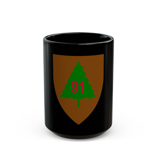 US 91st Infantry Division (U.S. Army) Black Coffee Mug-15oz-The Sticker Space