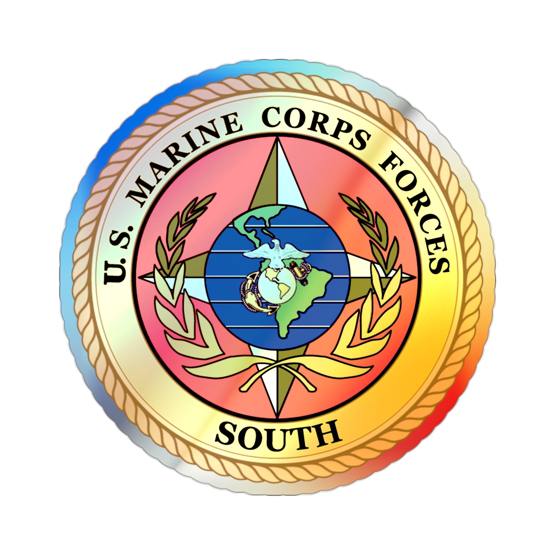 US Marine Corp Forces South (USMC) Holographic STICKER Die-Cut Vinyl Decal-2 Inch-The Sticker Space