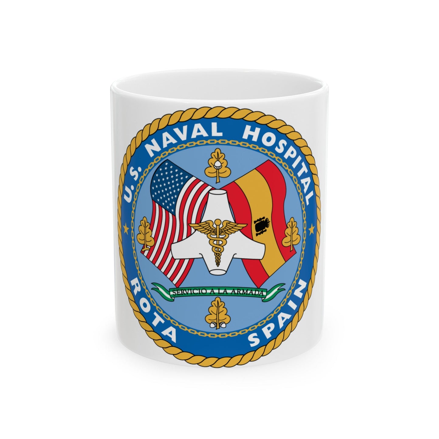 US Naval Hospital Rota Spain (U.S. Navy) White Coffee Mug-11oz-The Sticker Space