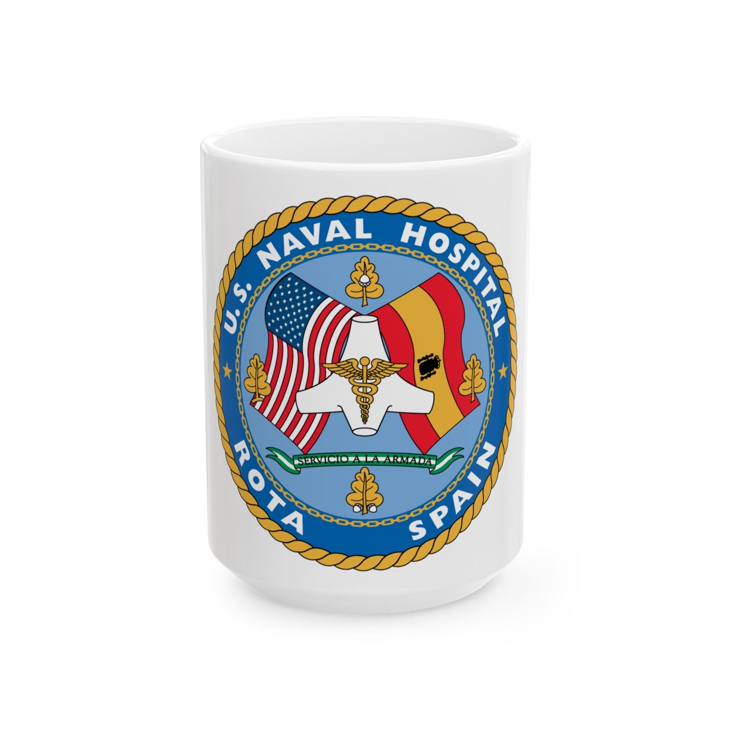 US Naval Hospital Rota Spain (U.S. Navy) White Coffee Mug-15oz-The Sticker Space