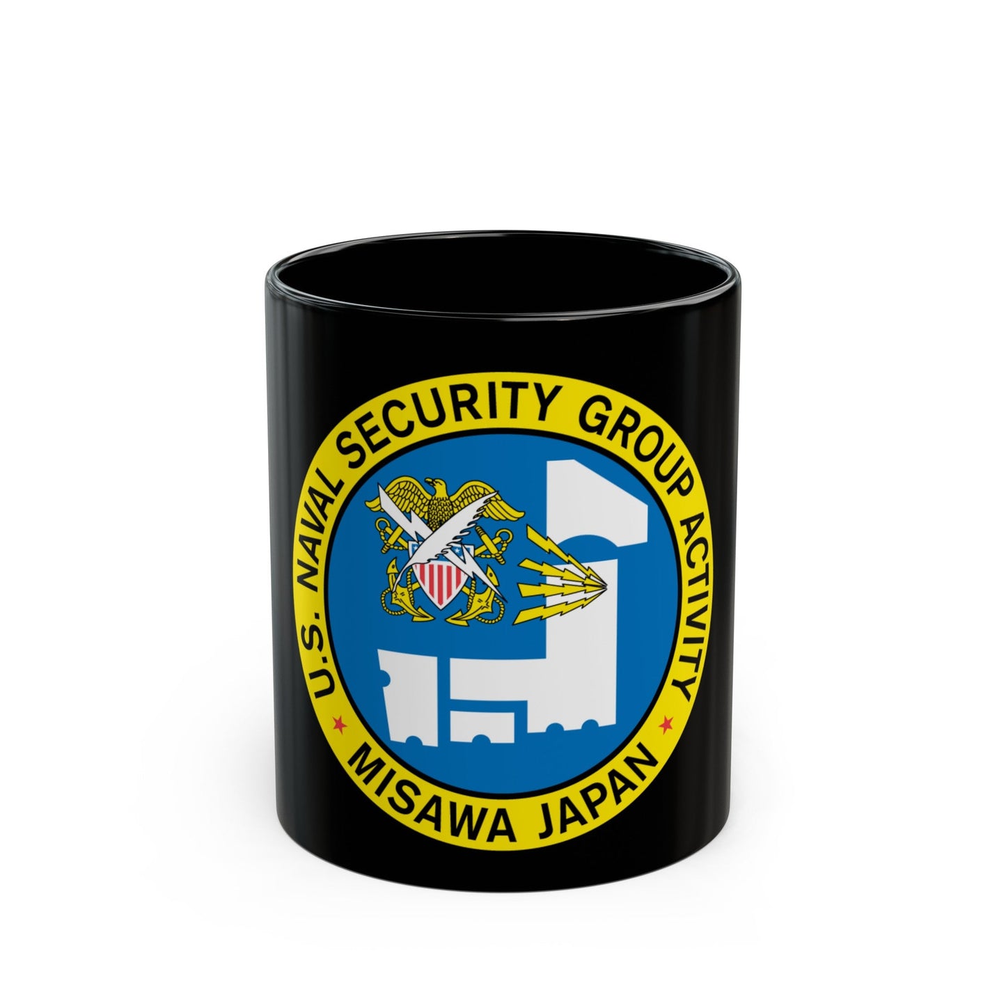 US Naval Security Group Activity Misawa Japan (U.S. Navy) Black Coffee Mug-11oz-The Sticker Space