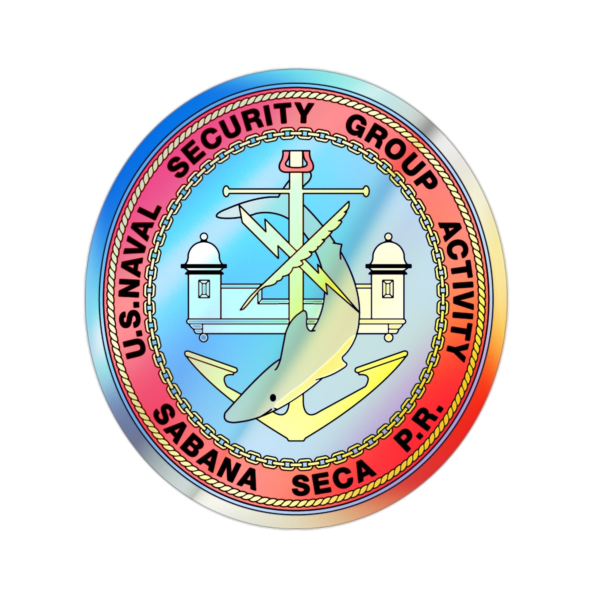 US Naval Security Group Activity Sabana Seca PR (U.S. Navy) Holographic STICKER Die-Cut Vinyl Decal-2 Inch-The Sticker Space