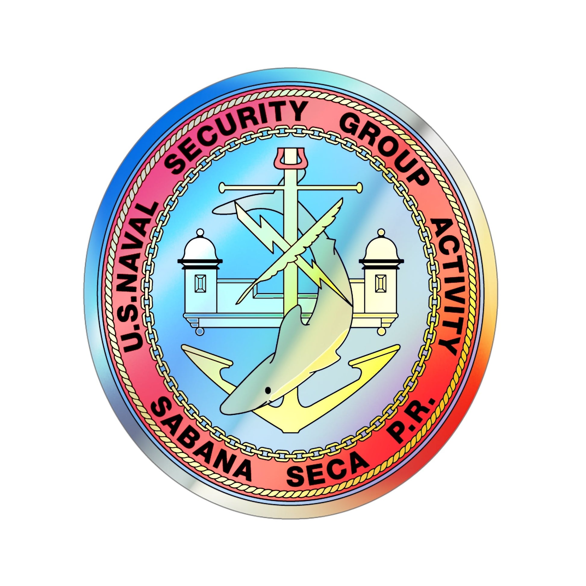 US Naval Security Group Activity Sabana Seca PR (U.S. Navy) Holographic STICKER Die-Cut Vinyl Decal-5 Inch-The Sticker Space