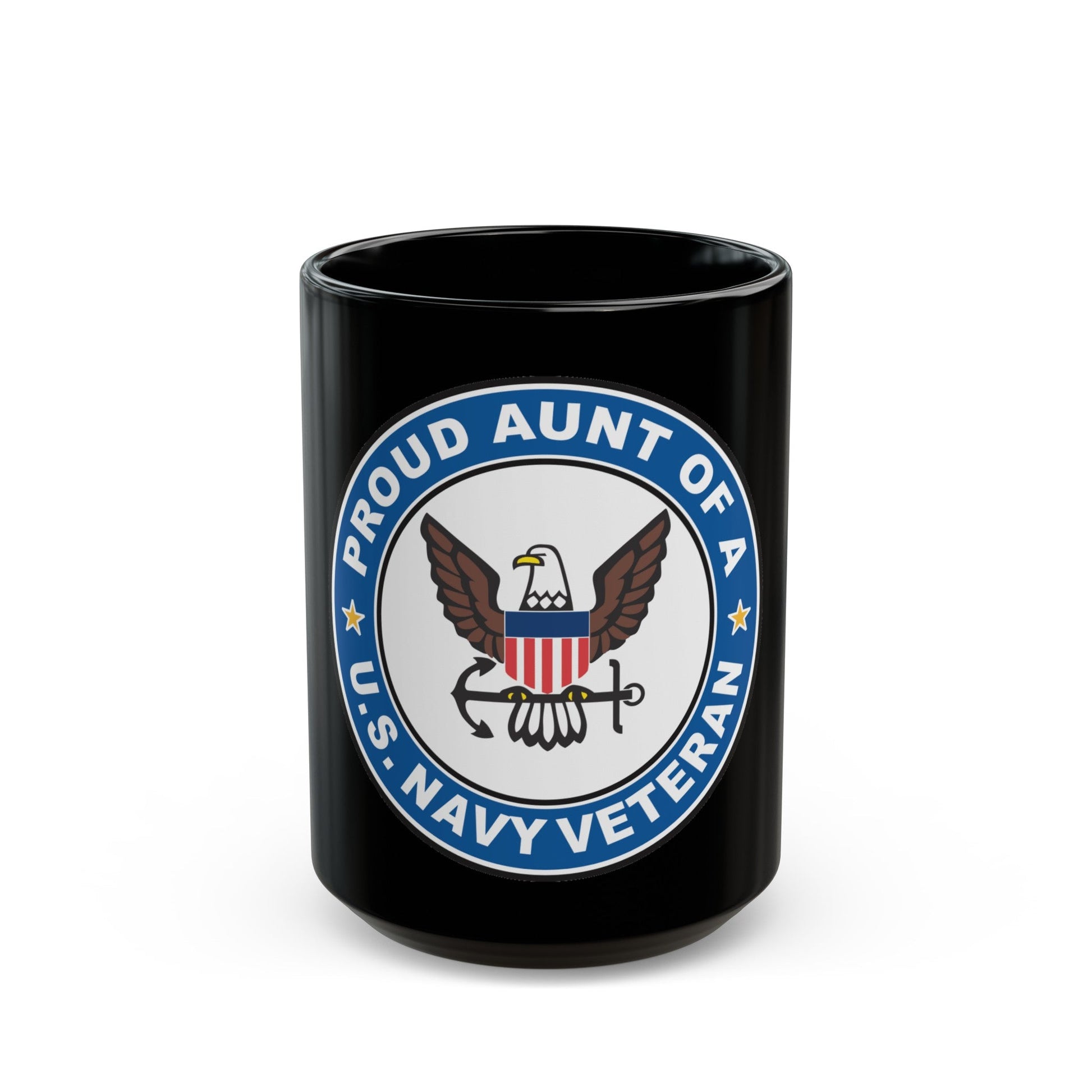 US Navy Veteran Proud Aunt (U.S. Navy) Black Coffee Mug-15oz-The Sticker Space