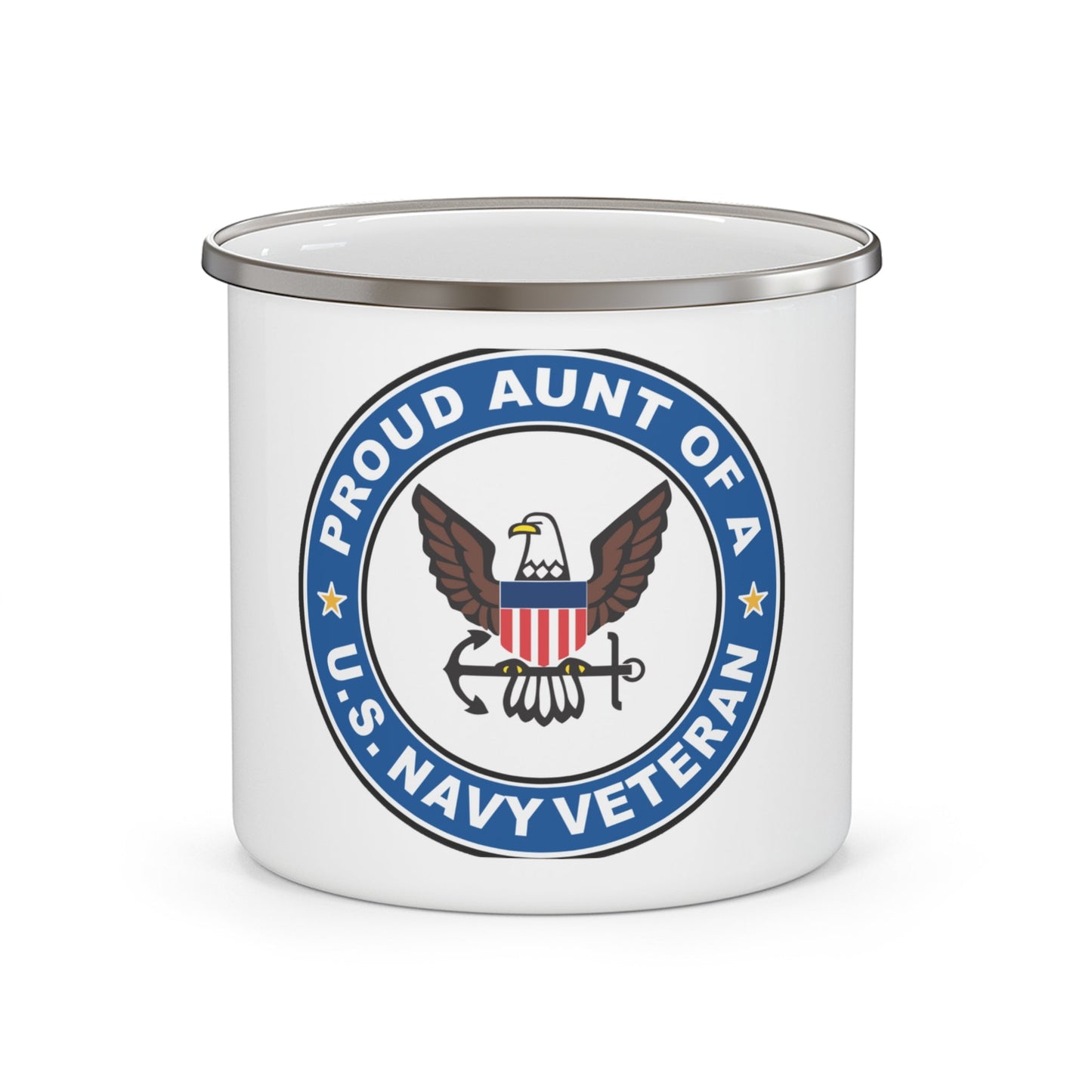 US Navy Veteran Proud Aunt (U.S. Navy) Enamel Mug 12oz-12oz-The Sticker Space
