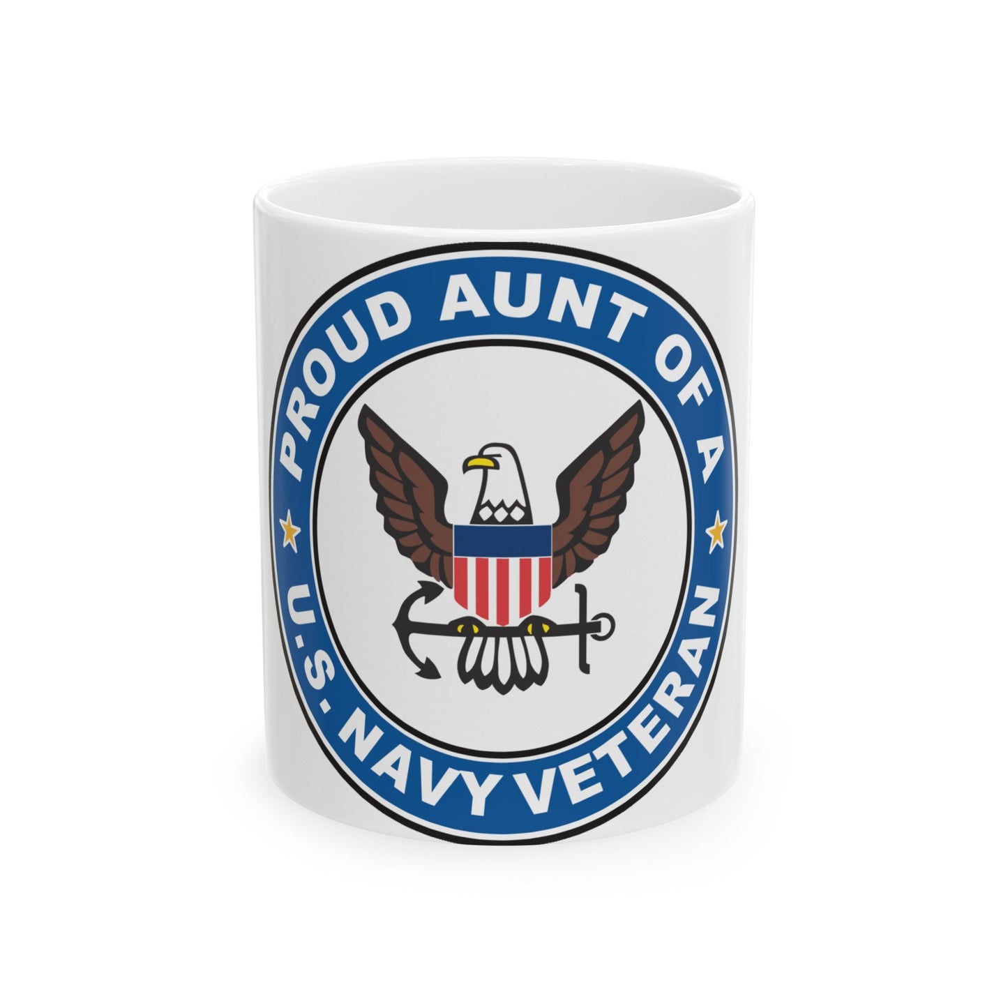 US Navy Veteran Proud Aunt (U.S. Navy) White Coffee Mug-11oz-The Sticker Space