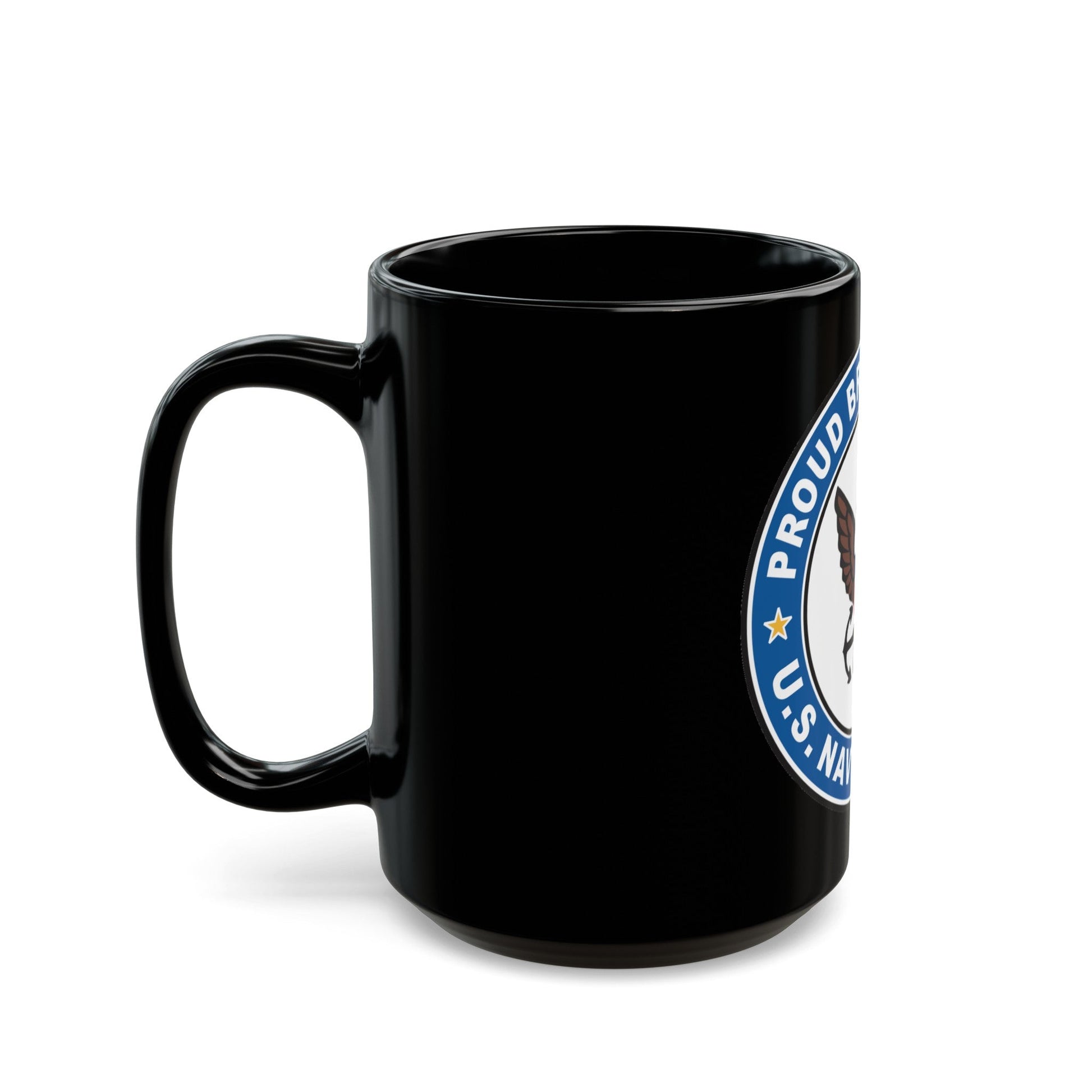 US Navy Veteran Proud Brother (U.S. Navy) Black Coffee Mug-The Sticker Space