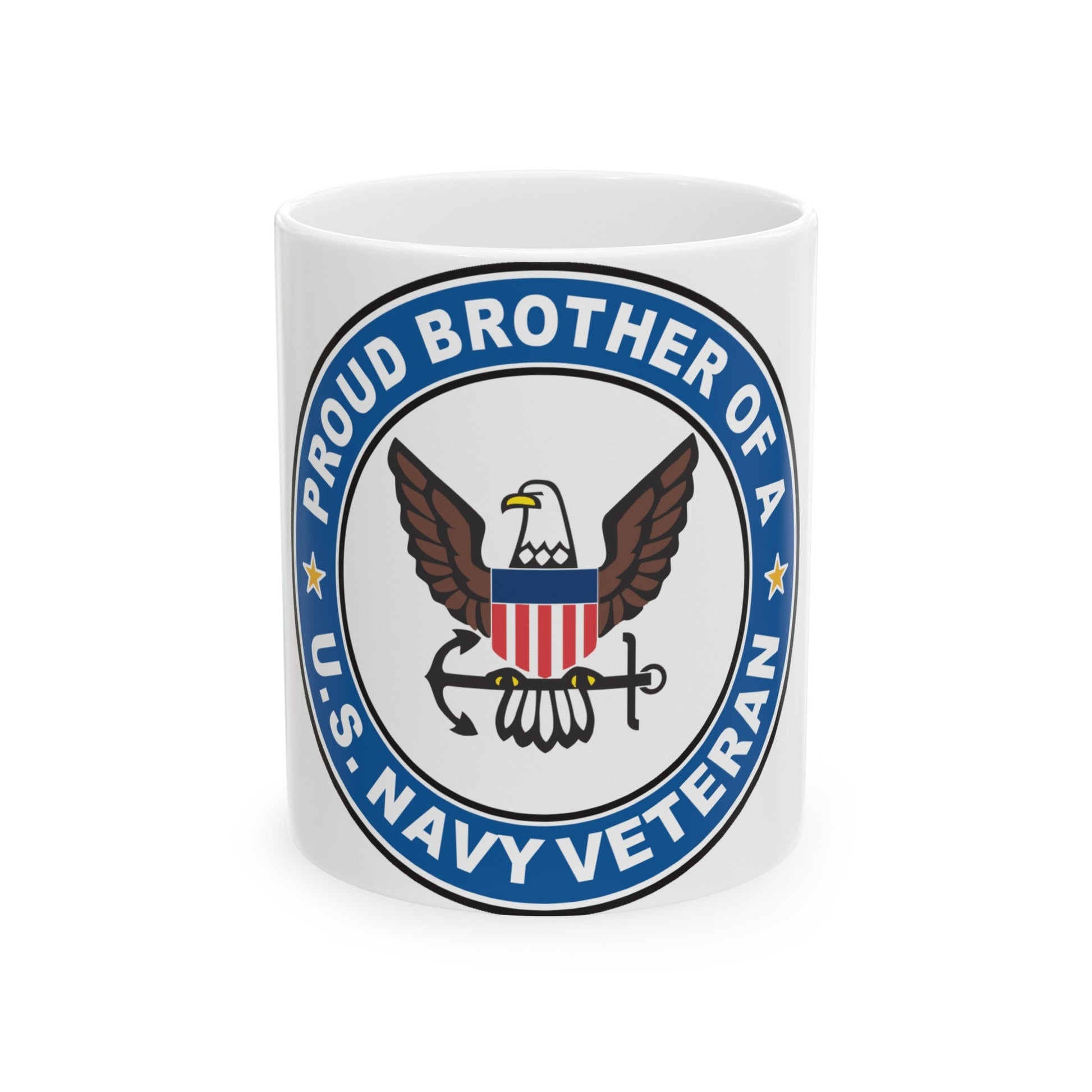 US Navy Veteran Proud Brother (U.S. Navy) White Coffee Mug-11oz-The Sticker Space