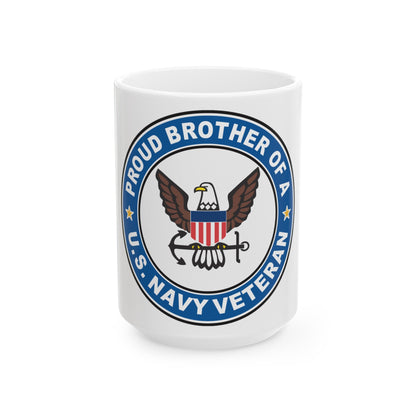 US Navy Veteran Proud Brother (U.S. Navy) White Coffee Mug-15oz-The Sticker Space