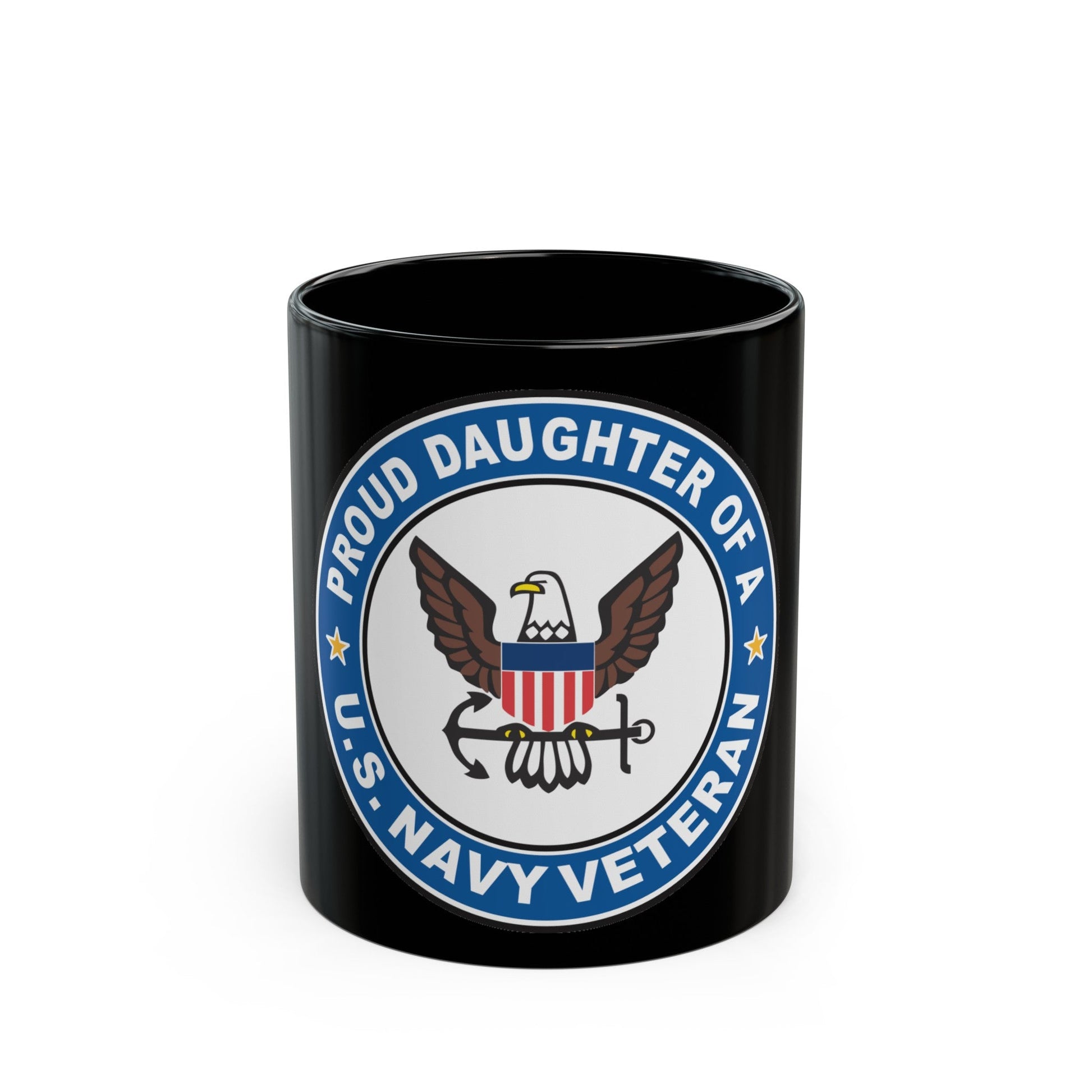 US Navy Veteran Proud Daughter (U.S. Navy) Black Coffee Mug-11oz-The Sticker Space