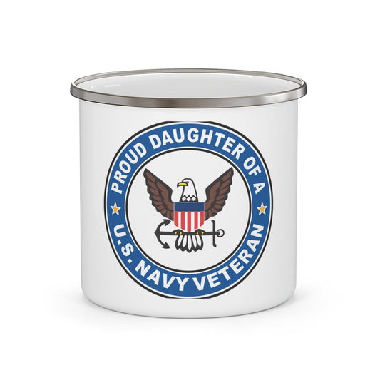US Navy Veteran Proud Daughter (U.S. Navy) Enamel Mug 12oz-12oz-The Sticker Space