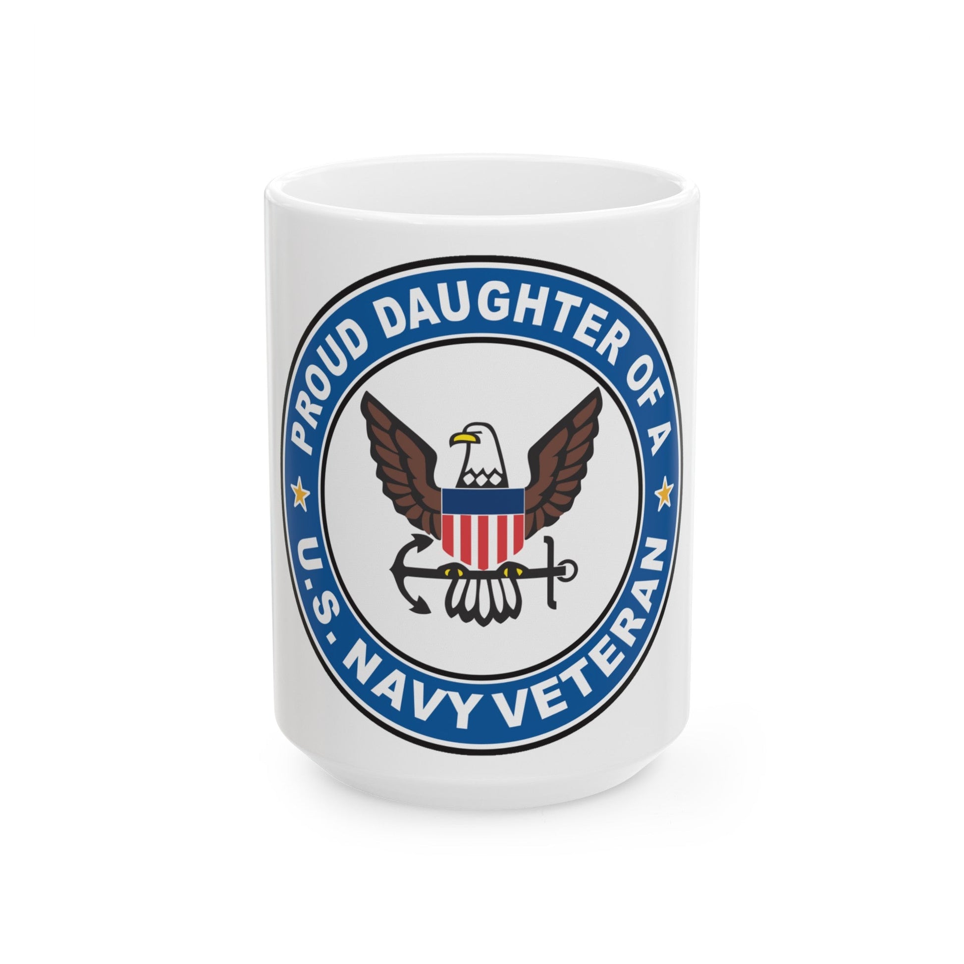 US Navy Veteran Proud Daughter (U.S. Navy) White Coffee Mug-15oz-The Sticker Space