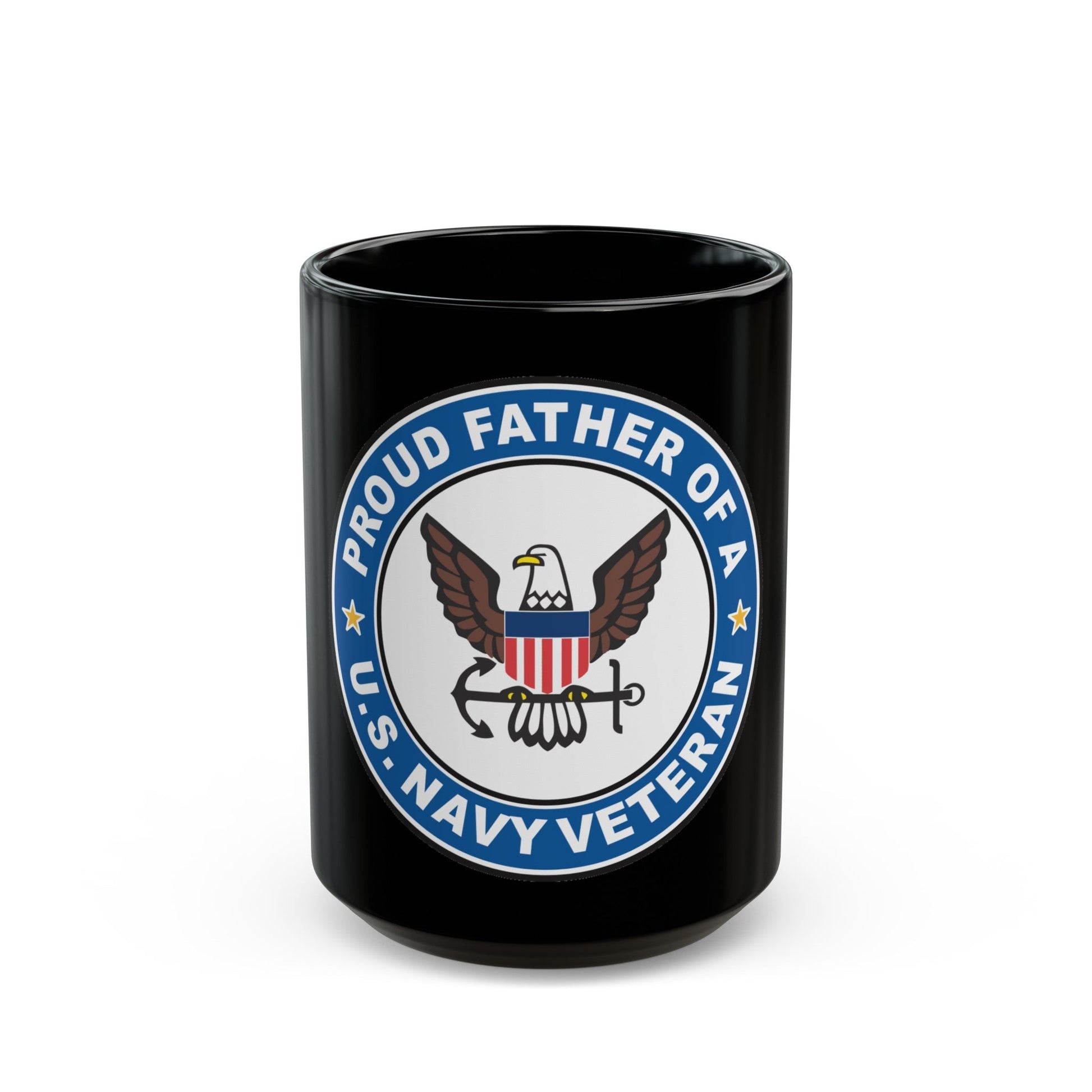 US Navy Veteran Proud Father (U.S. Navy) Black Coffee Mug-15oz-The Sticker Space