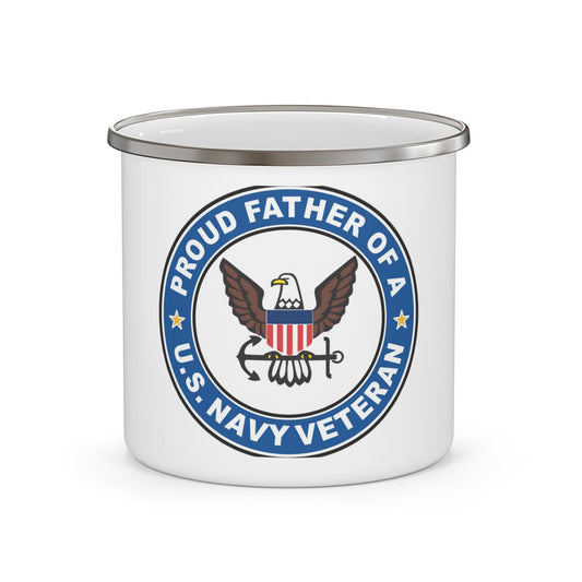 US Navy Veteran Proud Father (U.S. Navy) Enamel Mug 12oz-12oz-The Sticker Space