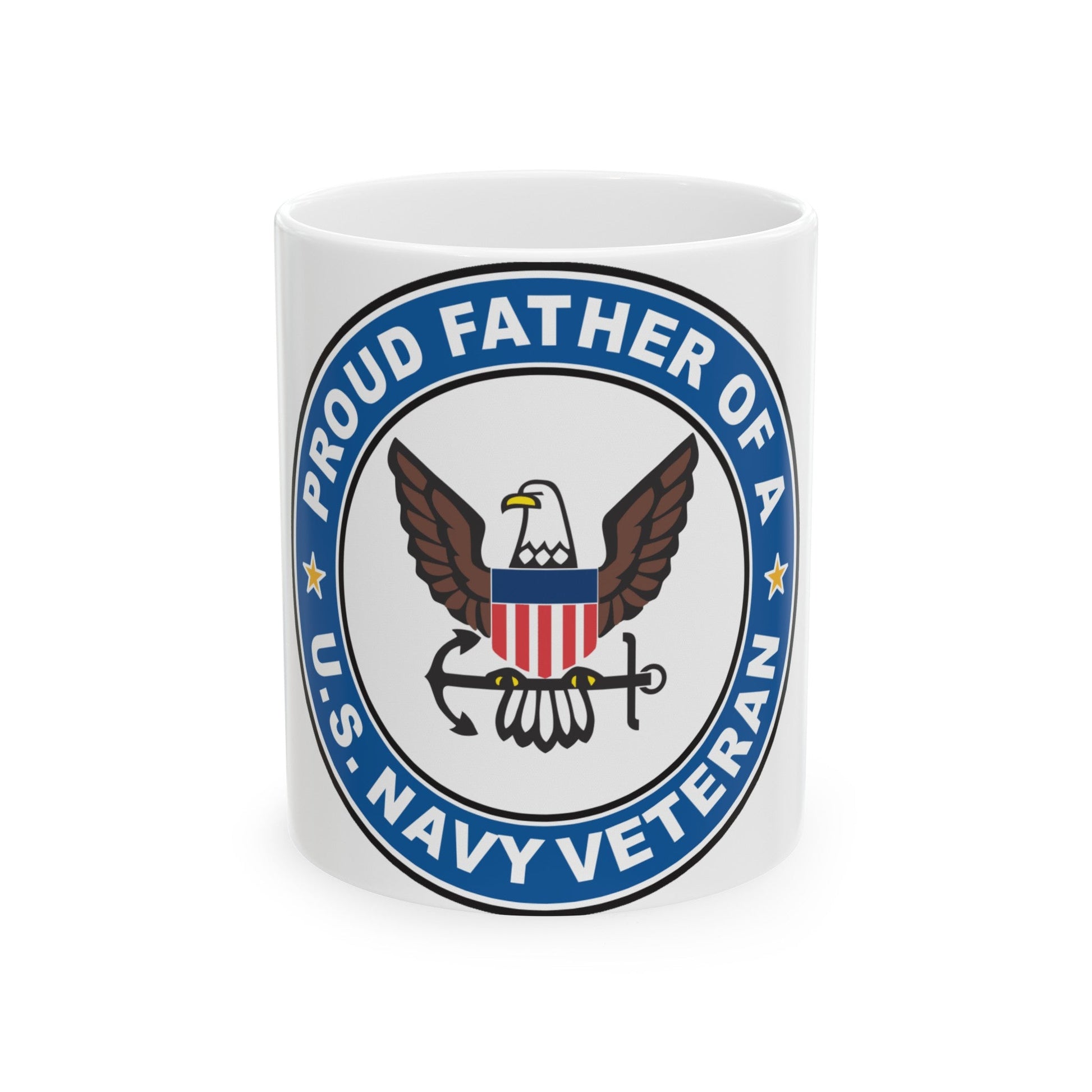 US Navy Veteran Proud Father (U.S. Navy) White Coffee Mug-11oz-The Sticker Space