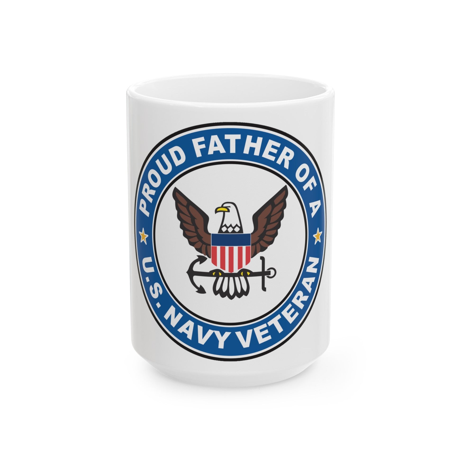 US Navy Veteran Proud Father (U.S. Navy) White Coffee Mug-15oz-The Sticker Space