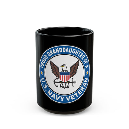 US Navy Veteran Proud Granddaughter (U.S. Navy) Black Coffee Mug-15oz-The Sticker Space