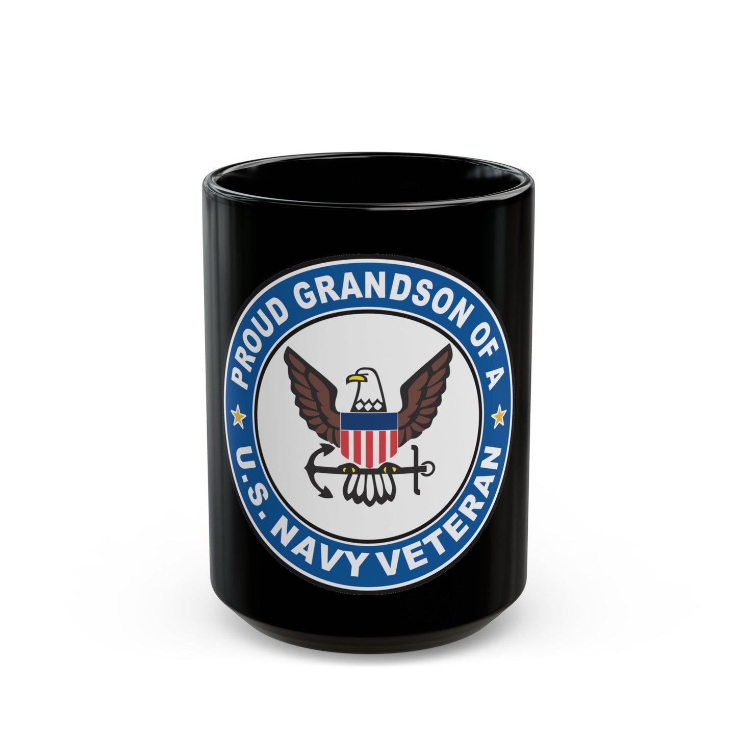 US Navy Veteran Proud Grandson (U.S. Navy) Black Coffee Mug-15oz-The Sticker Space