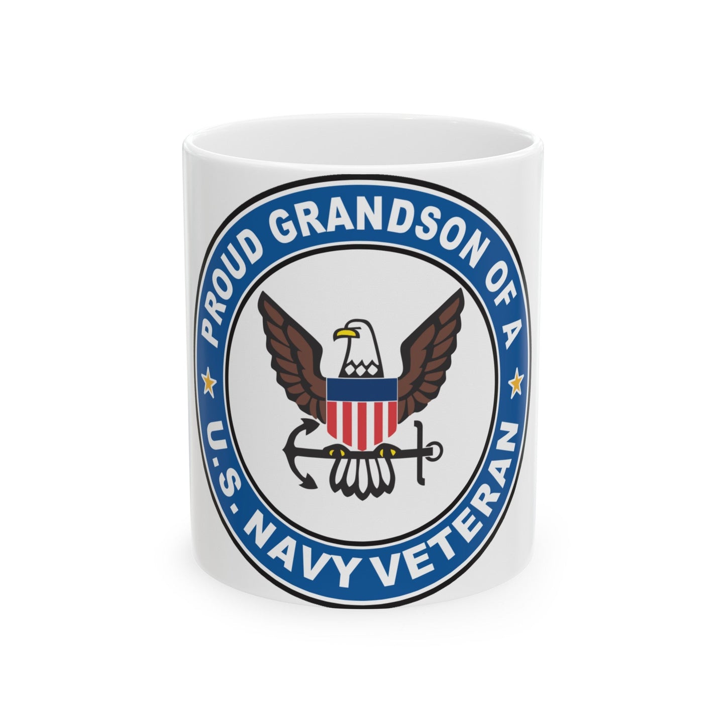 US Navy Veteran Proud Grandson (U.S. Navy) White Coffee Mug-11oz-The Sticker Space