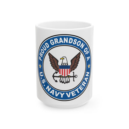 US Navy Veteran Proud Grandson (U.S. Navy) White Coffee Mug-15oz-The Sticker Space