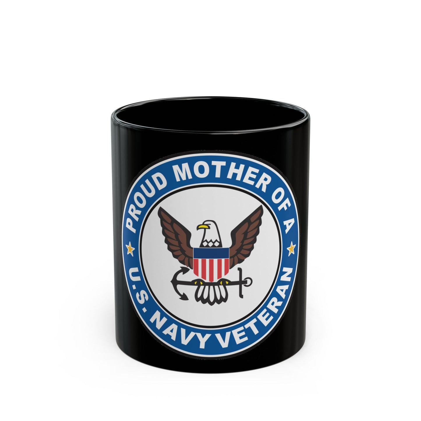 US Navy Veteran Proud Mother (U.S. Navy) Black Coffee Mug-11oz-The Sticker Space
