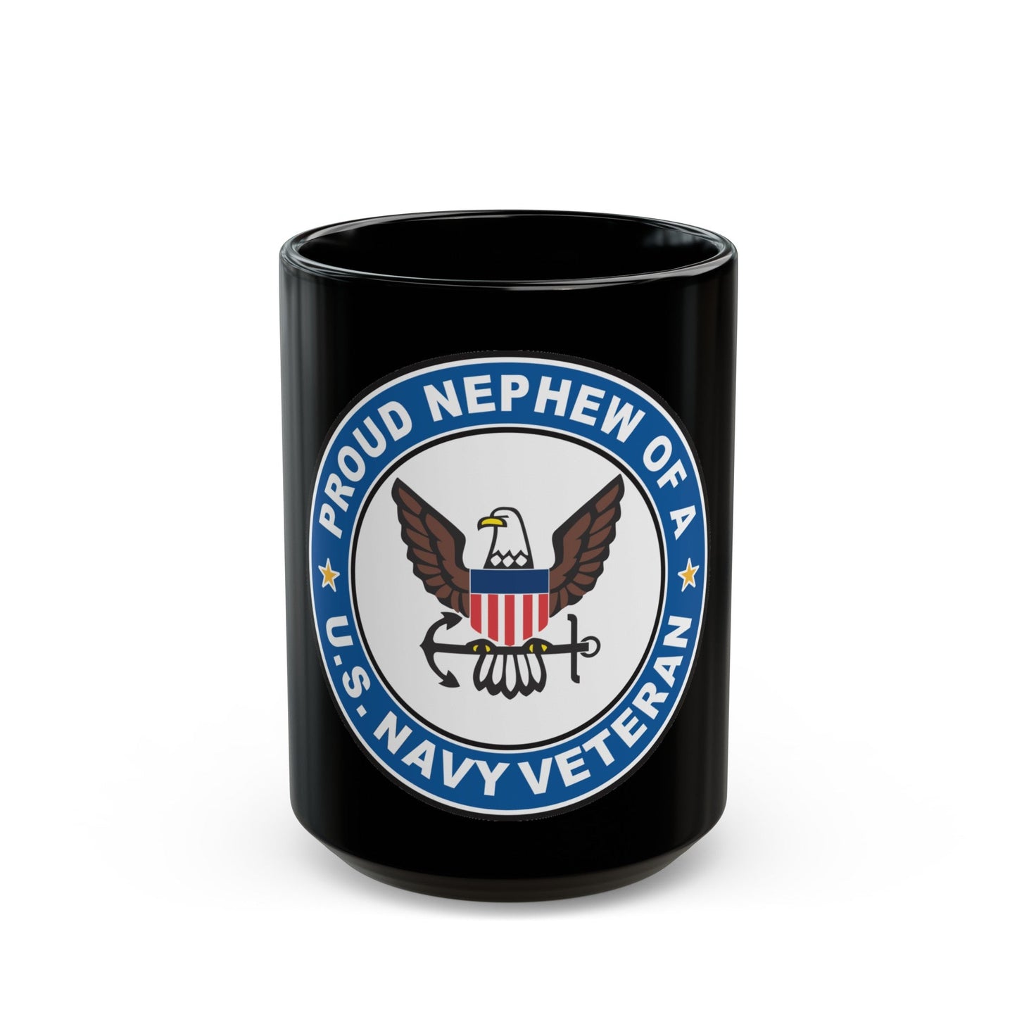 US Navy Veteran Proud Nephew (U.S. Navy) Black Coffee Mug-15oz-The Sticker Space