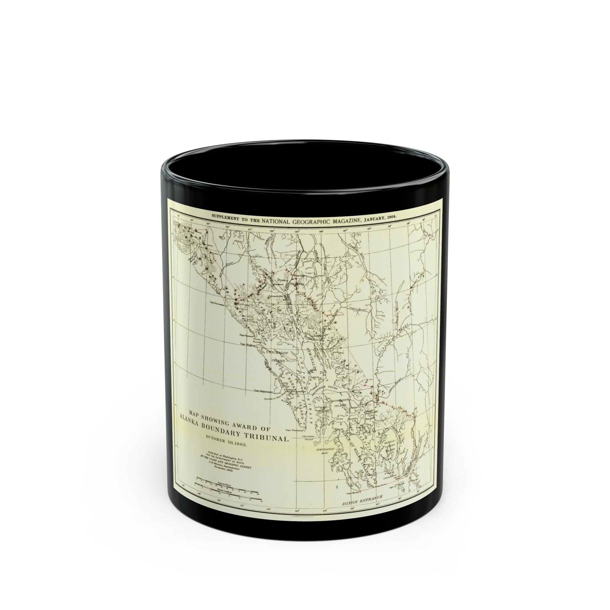USA - Alaska (1903) (Map) Black Coffee Mug-11oz-The Sticker Space