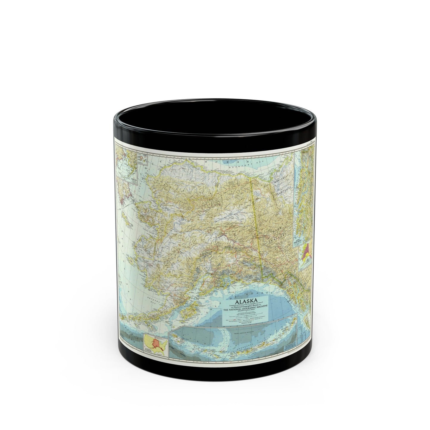 USA - Alaska (1956) (Map) Black Coffee Mug-11oz-The Sticker Space