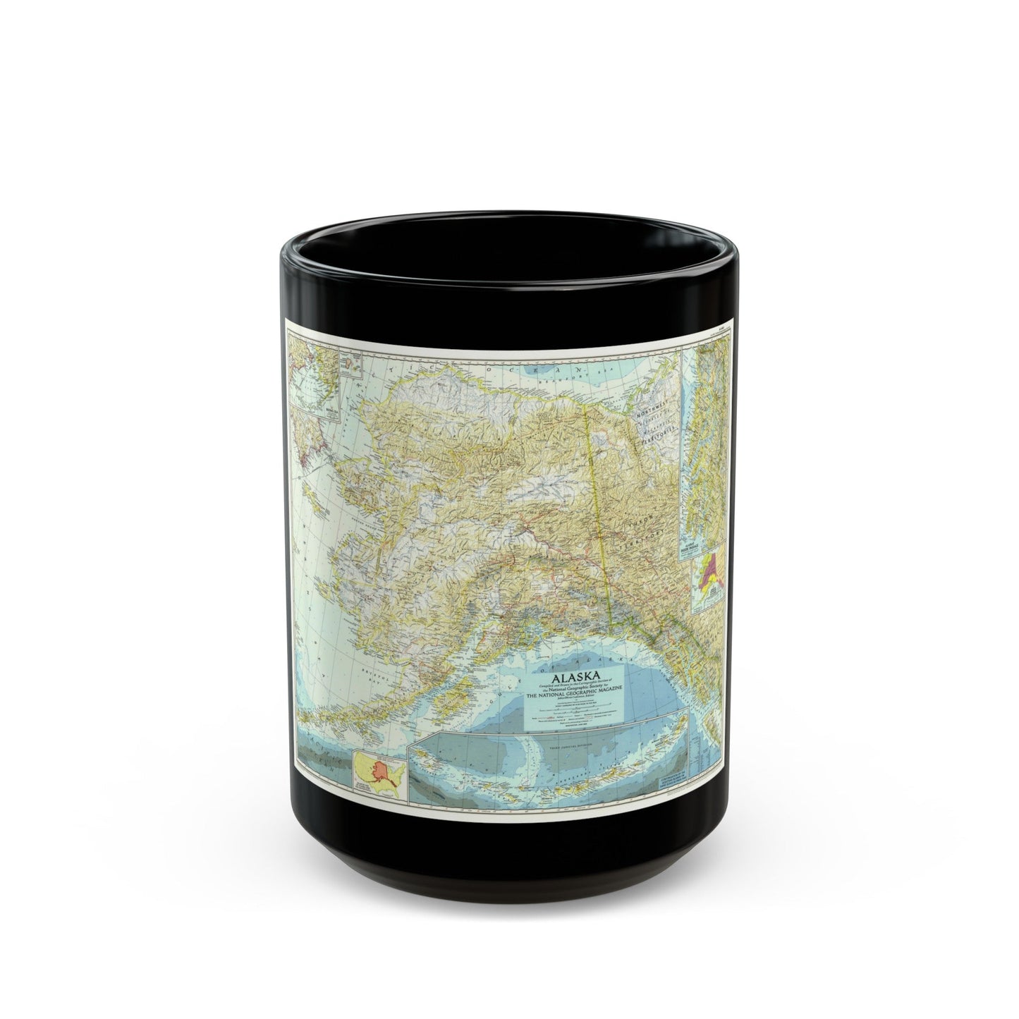 USA - Alaska (1956) (Map) Black Coffee Mug-15oz-The Sticker Space