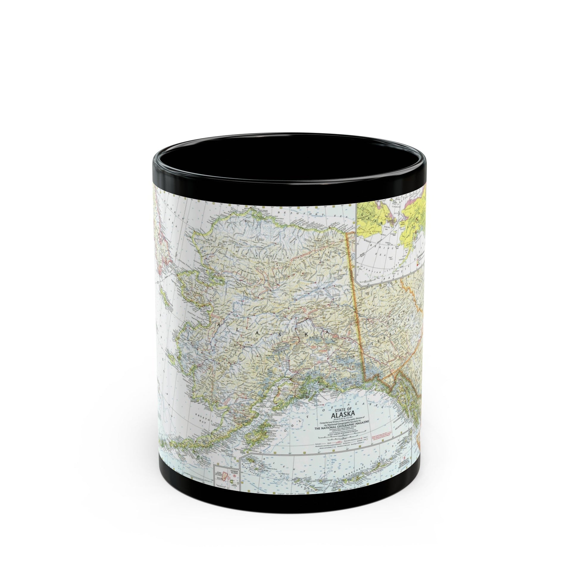 USA - Alaska (1959) (Map) Black Coffee Mug-11oz-The Sticker Space