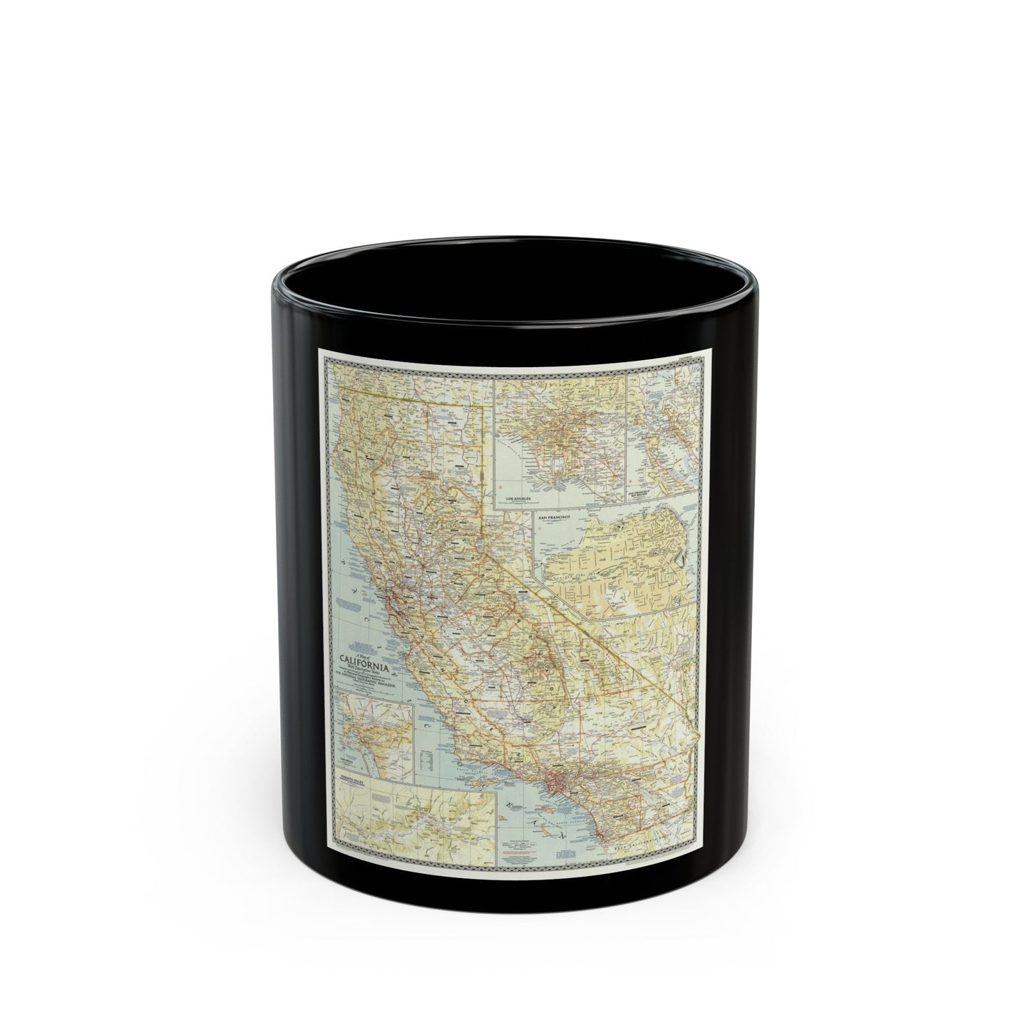 USA - California (1954) (Map) Black Coffee Mug-11oz-The Sticker Space