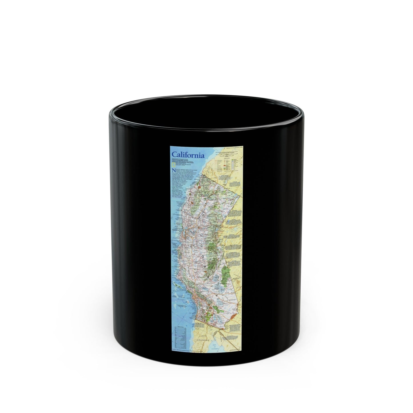 USA - California (1993) (Map) Black Coffee Mug-11oz-The Sticker Space