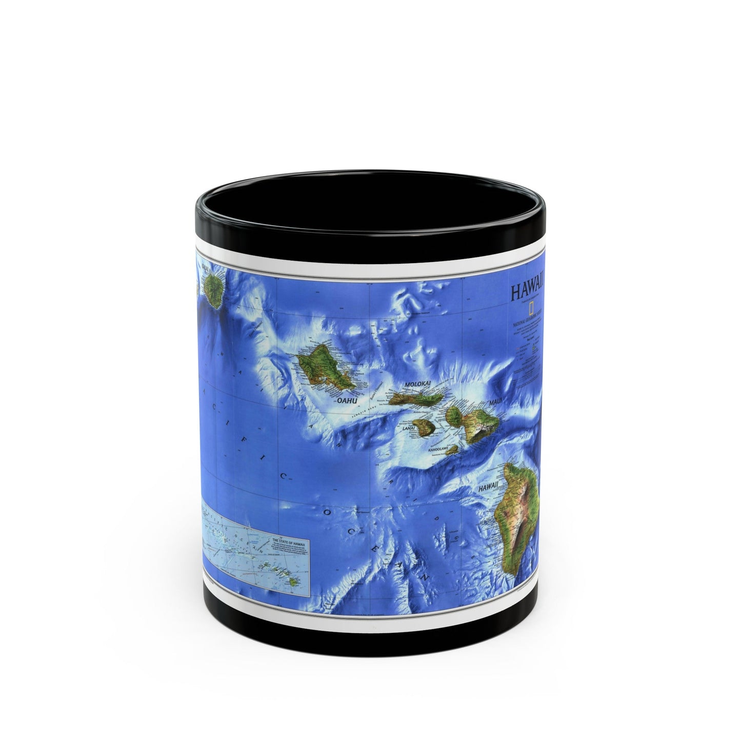 USA - Hawaii (1995) (Map) Black Coffee Mug-11oz-The Sticker Space