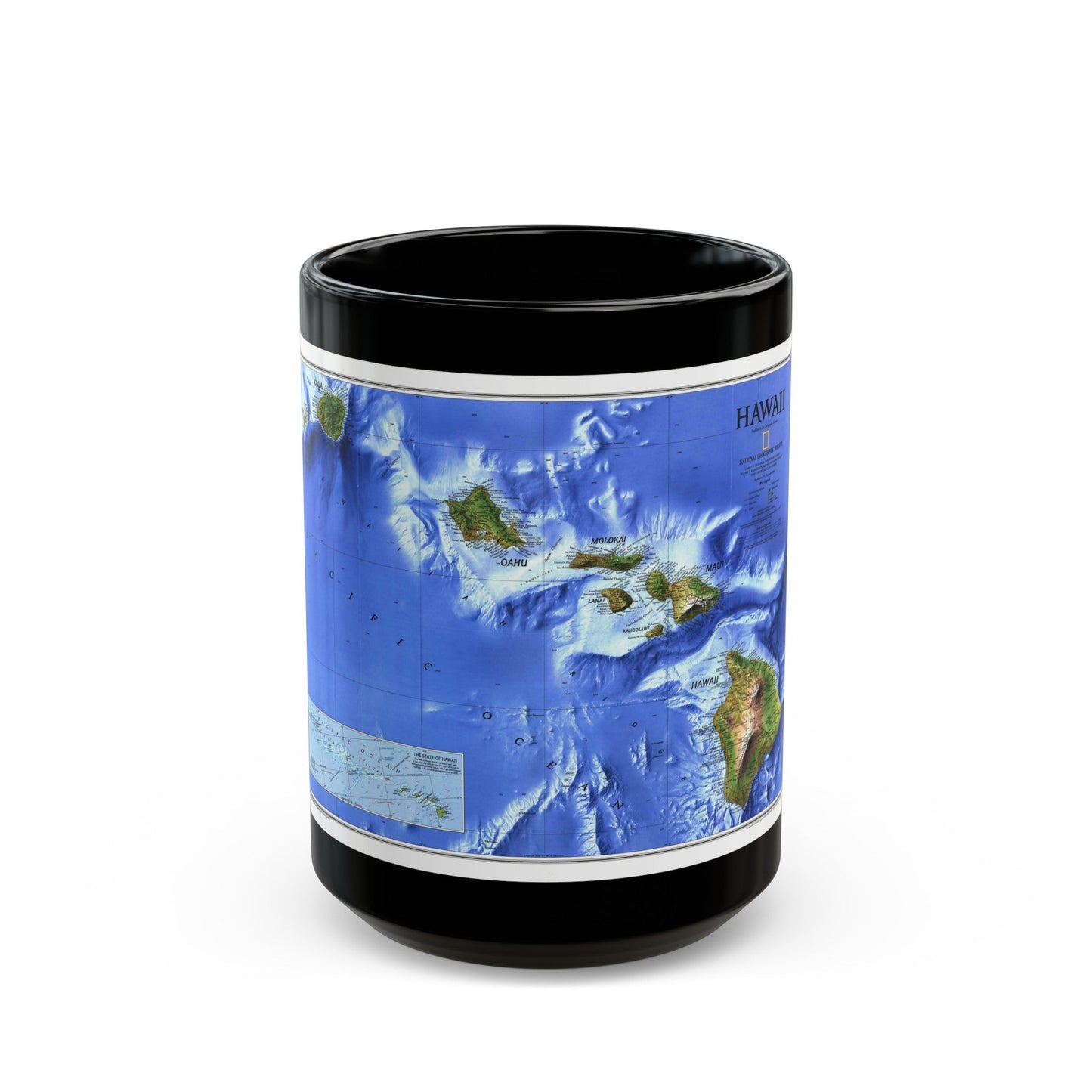 USA - Hawaii (1995) (Map) Black Coffee Mug-15oz-The Sticker Space