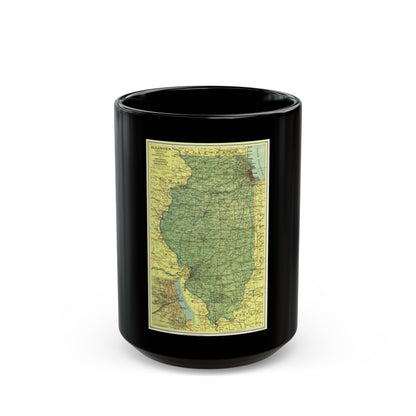 USA - Illinois (1931) (Map) Black Coffee Mug-15oz-The Sticker Space
