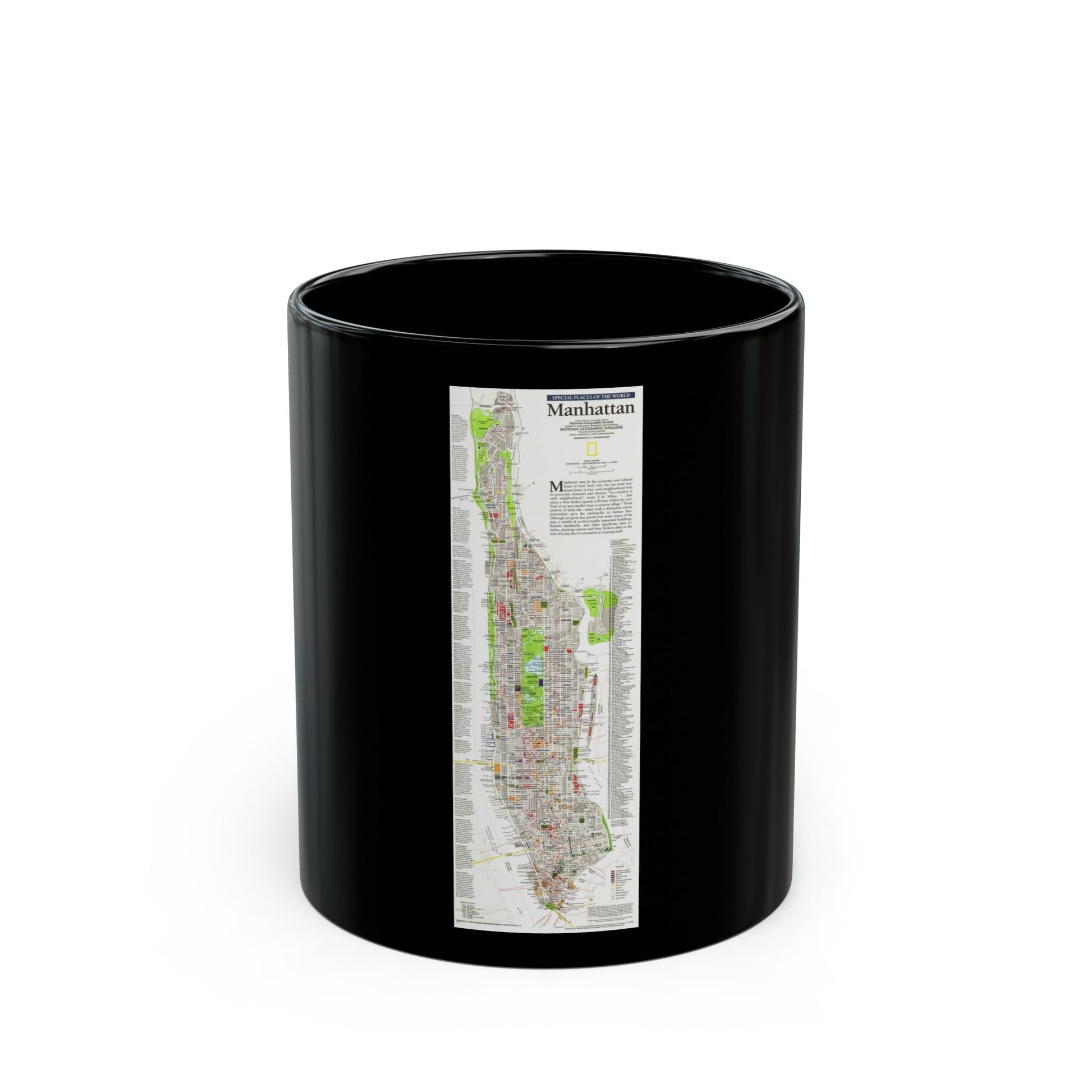 USA - Manhattan (1990) (Map) Black Coffee Mug-11oz-The Sticker Space