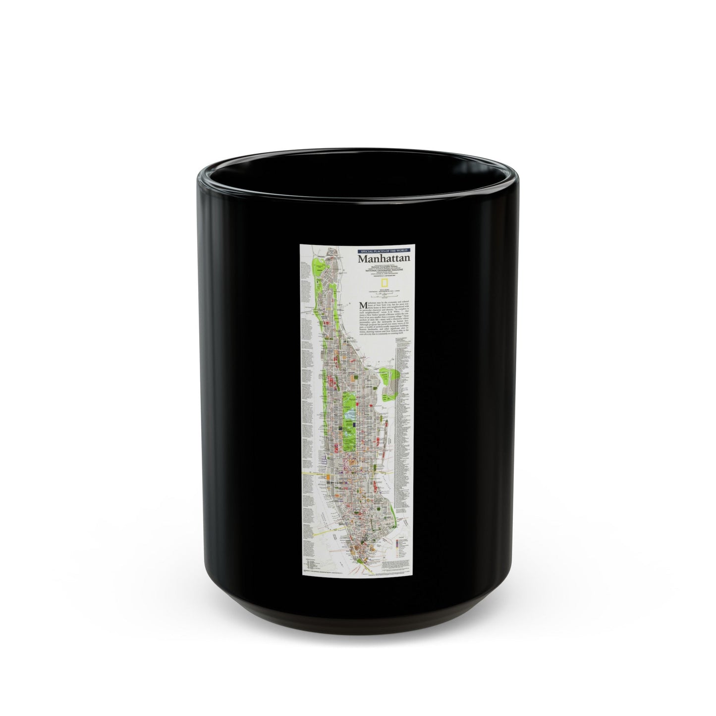USA - Manhattan (1990) (Map) Black Coffee Mug-15oz-The Sticker Space