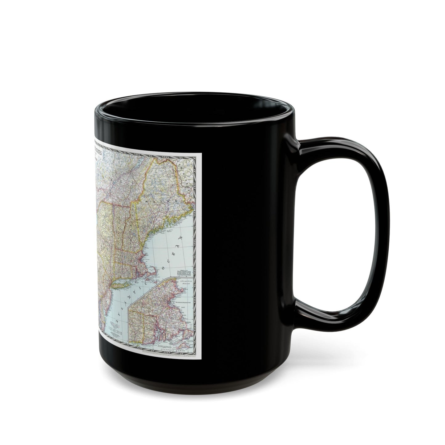 USA - Northeastern (1945) (Map) Black Coffee Mug-The Sticker Space