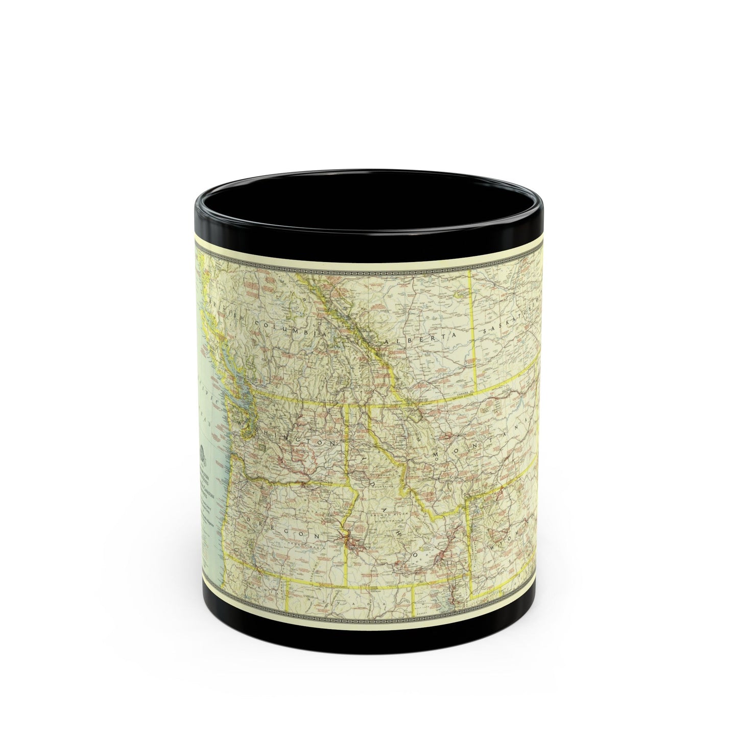 USA - Northwestern (1941) (Map) Black Coffee Mug-11oz-The Sticker Space