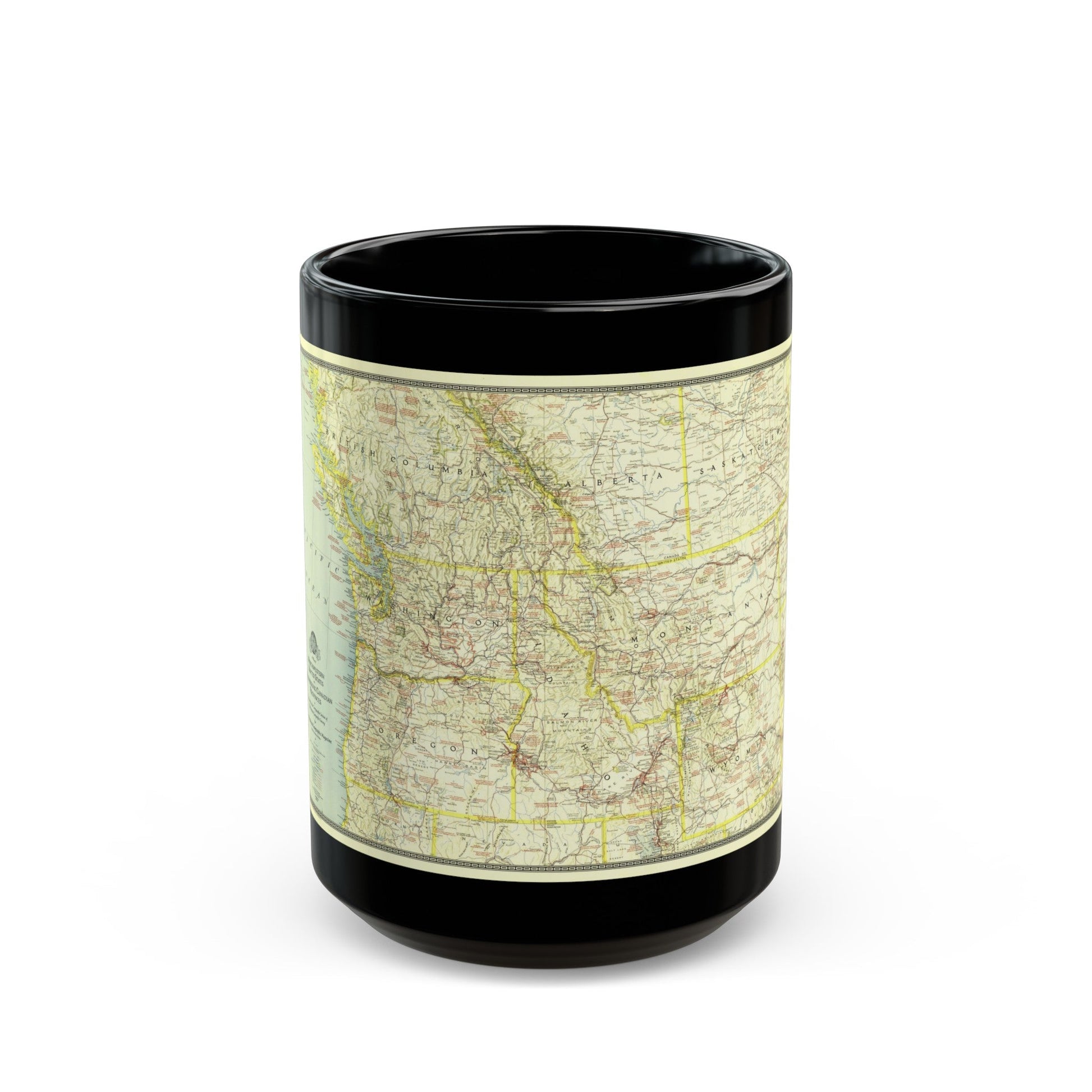 USA - Northwestern (1941) (Map) Black Coffee Mug-15oz-The Sticker Space