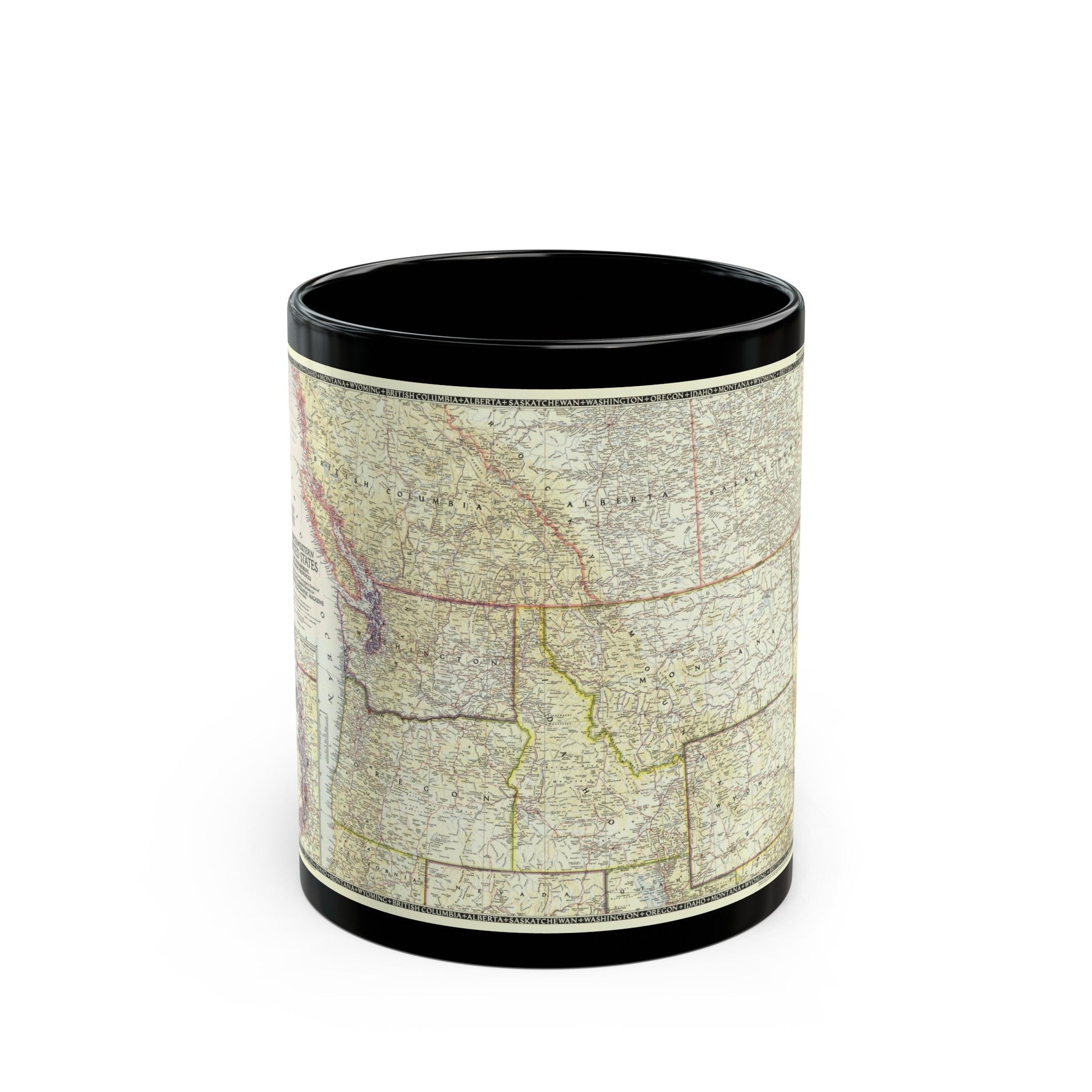 USA - Northwestern (1950) (Map) Black Coffee Mug-11oz-The Sticker Space