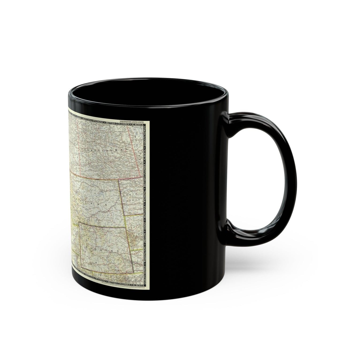 USA - Northwestern (1950) (Map) Black Coffee Mug-The Sticker Space