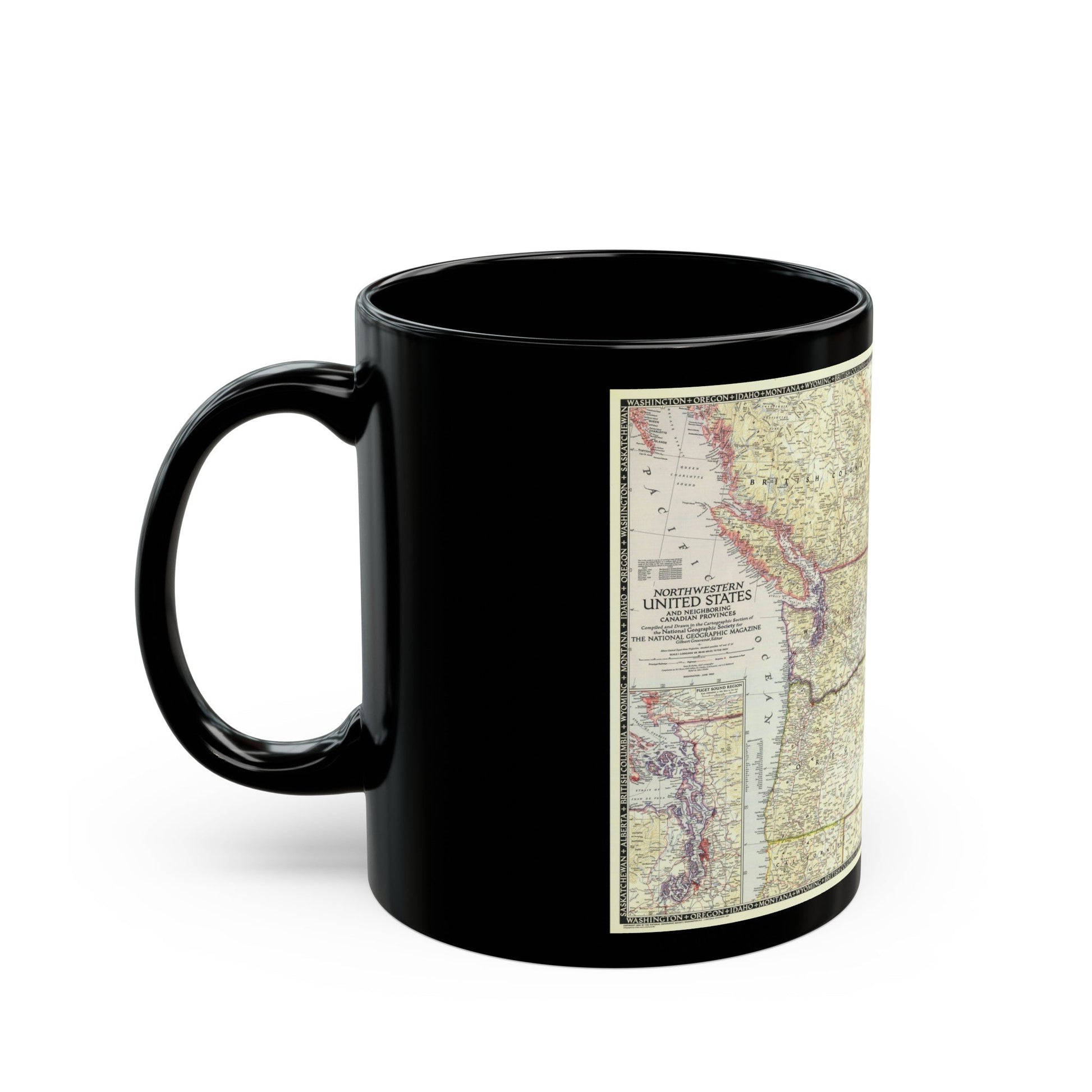 USA - Northwestern (1950) (Map) Black Coffee Mug-The Sticker Space