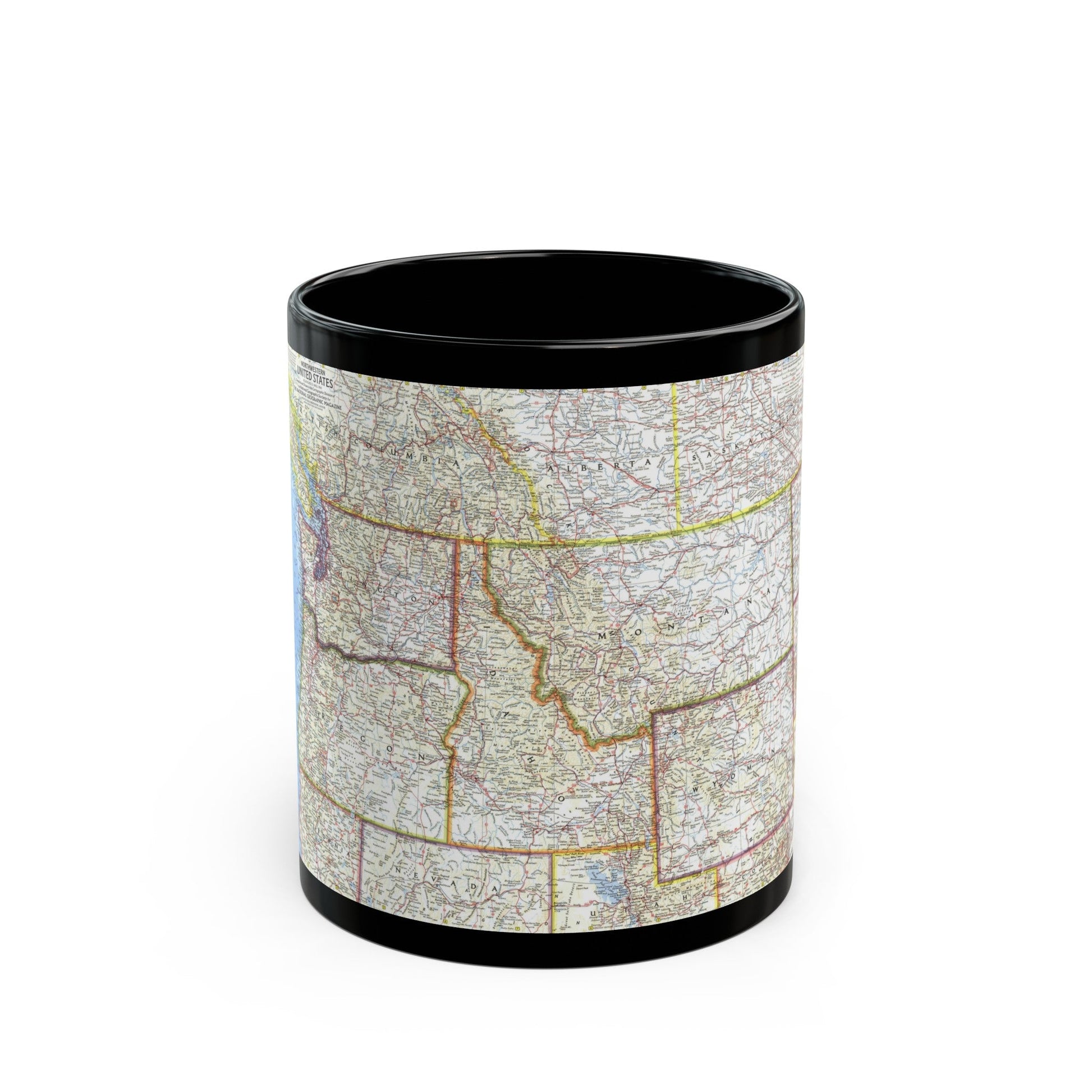 USA - Northwestern (1960) (Map) Black Coffee Mug-11oz-The Sticker Space