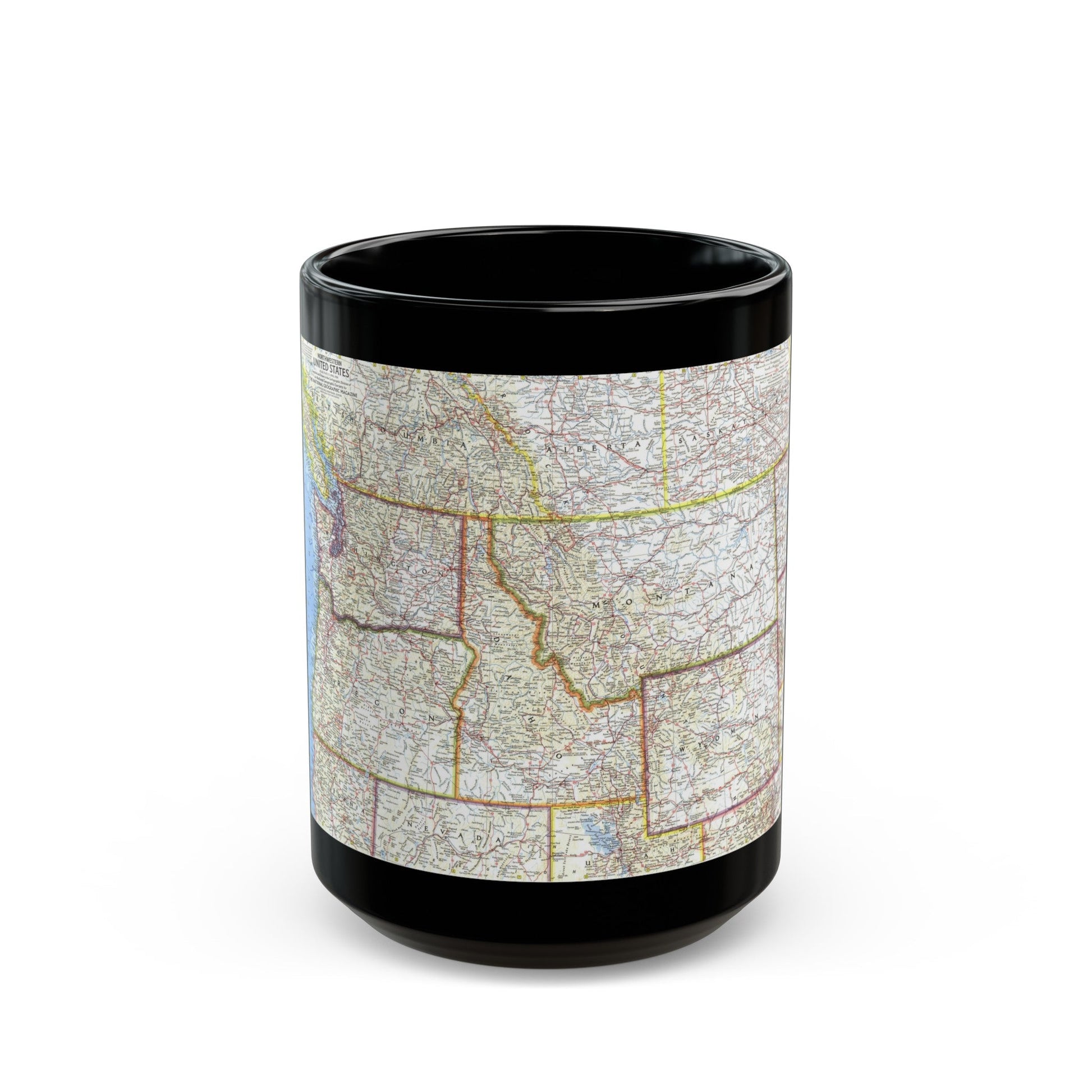 USA - Northwestern (1960) (Map) Black Coffee Mug-15oz-The Sticker Space